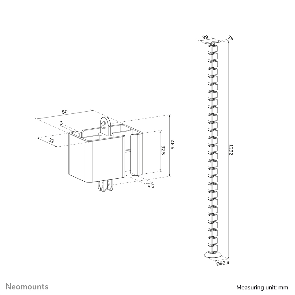 Neomounts Kabelschlauch - screw-mounted, universal, Ansicht 2