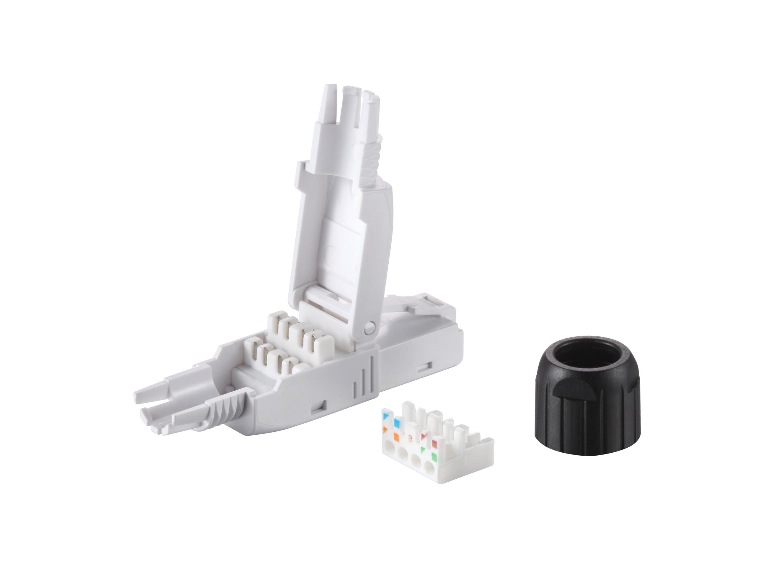 Equip Cat.6A Werkzeuglose RJ45-Stecker - 5 Stück/Set - RJ-45 - Schwarz - Weiß - Männlich - Gerade - Polycarbonat (PC), Ansicht 2