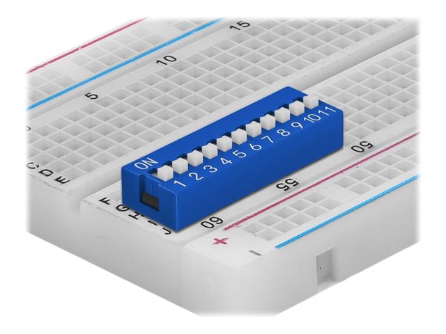 Delock DIP sliding switch 11-digit 2.54 mm pitch THT vertical - DIP-Schalter - Blau (Packung mit 10)