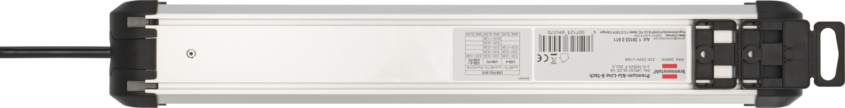 Brennenstuhl Premium Alu Line 6fach schwarz*DE* 1391030611, Ansicht 2
