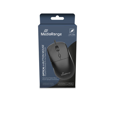 MEDIARANGE Maus kabelge. USB-C 800-2400 dpi sw - Maus - 6 Tasten, Ansicht 4