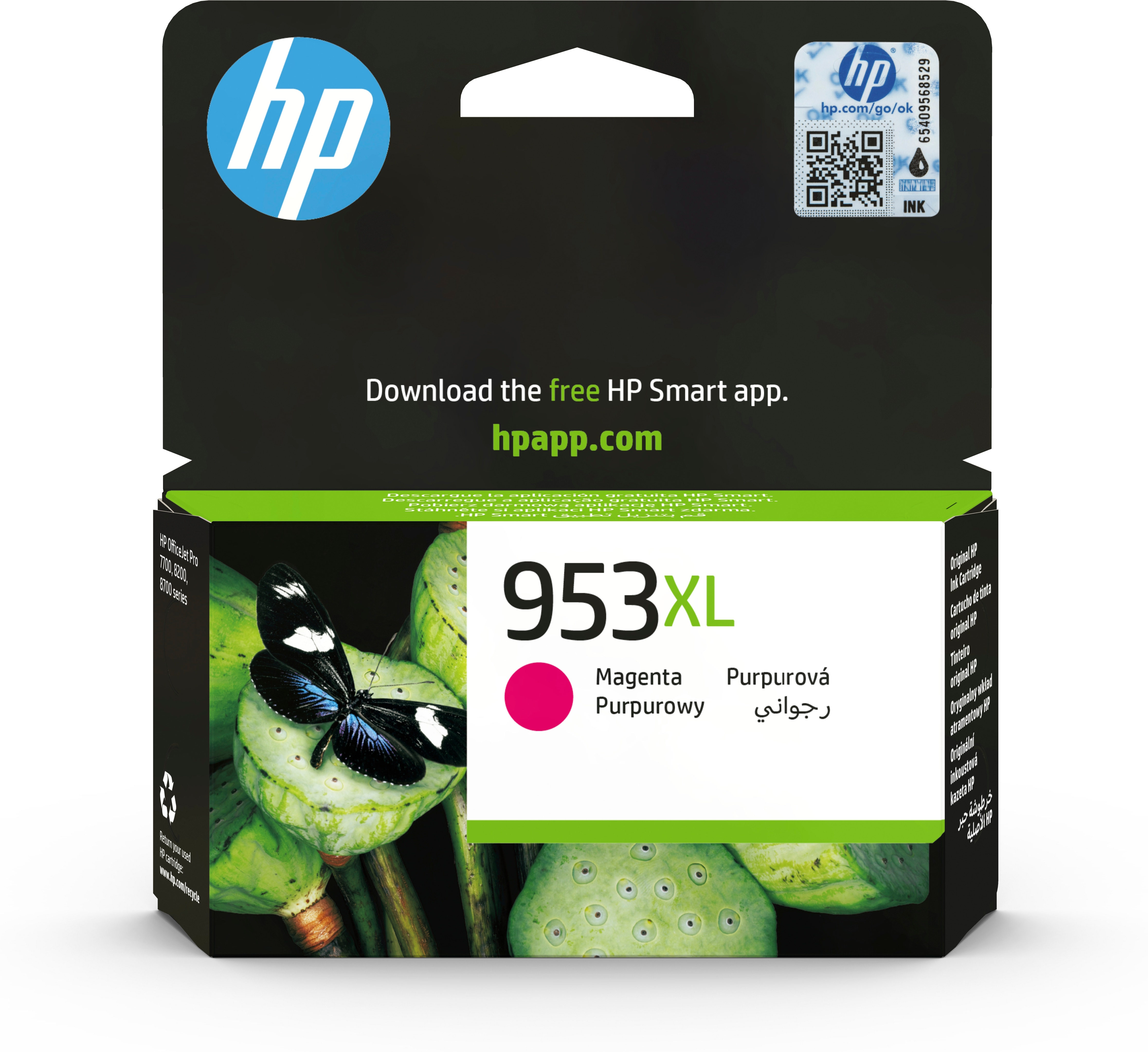 HP 953XL Magenta Original Tintenpatrone mit hoher Reichweite, Hohe (XL-) Ausbeute, Magenta, Tinte auf Pigmentbasis, 18,5 ml, 1 Stück(e), 1450 Seiten