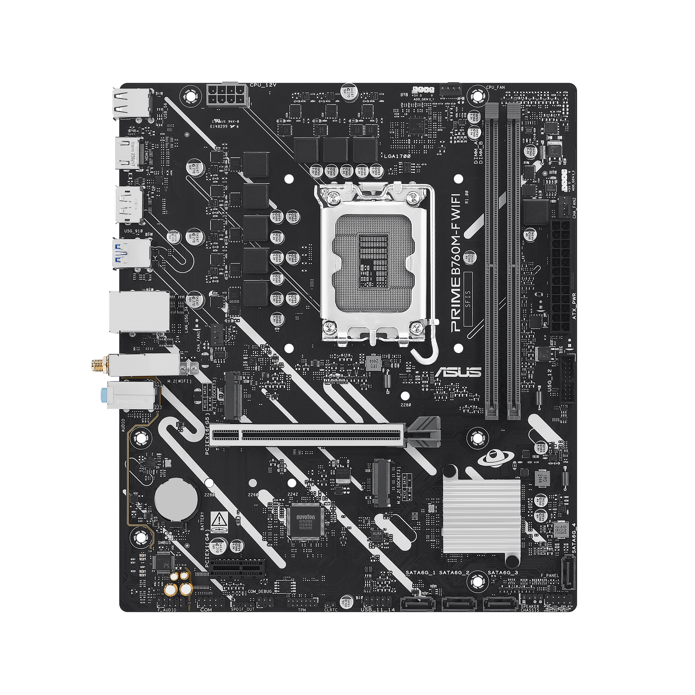 ASUS PRIME B760M-F WIFI - Motherboard - micro ATX - LGA1700 Sockel - B760 Chipsatz - Gigabit LAN, Wi-Fi 6, Bluetooth, Ansicht 2