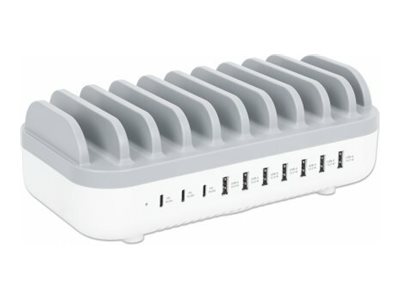 Manhattan Charging Station, 10x Ports: 3x USB-C (up to 18W PD)