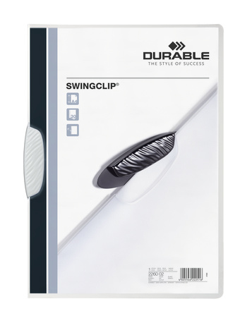 Durable Swingclip - Präsentationsmappe - A4 - Schwarz - Durchscheinend - Weiß - Porträt - 30 Blätter - Mittelschnalle