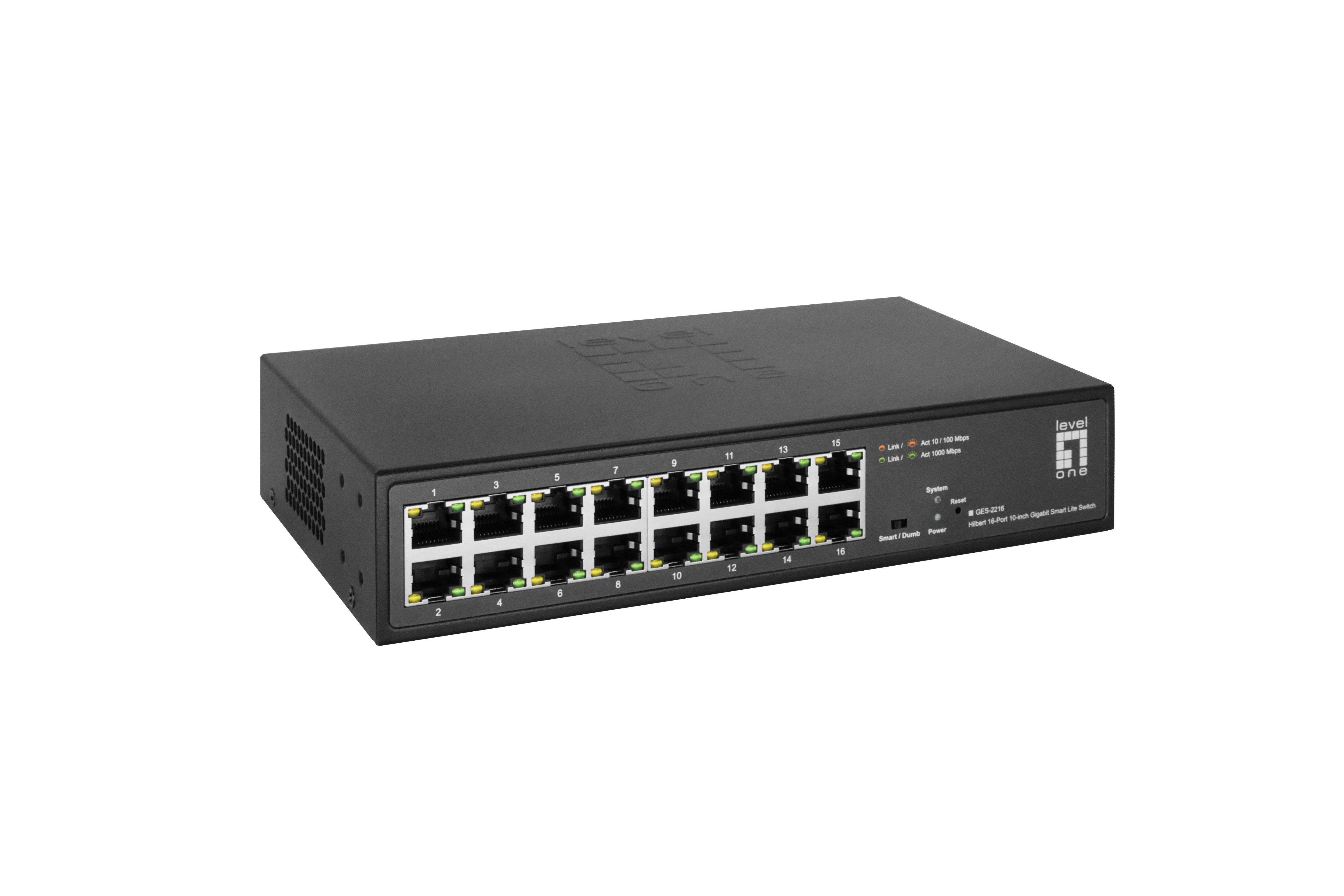 LevelOne Switch 16x GE GES-2216 Hilbert 10, Ansicht 4