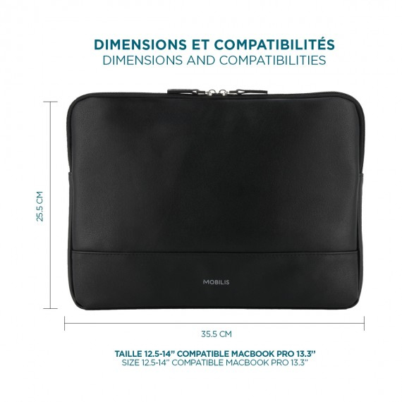 Mobilis Origine - Tasche für Laptop - Neopren-Schaum, PU-Imitationsleder - Schwarz (12.5 - 14), Ansicht 3