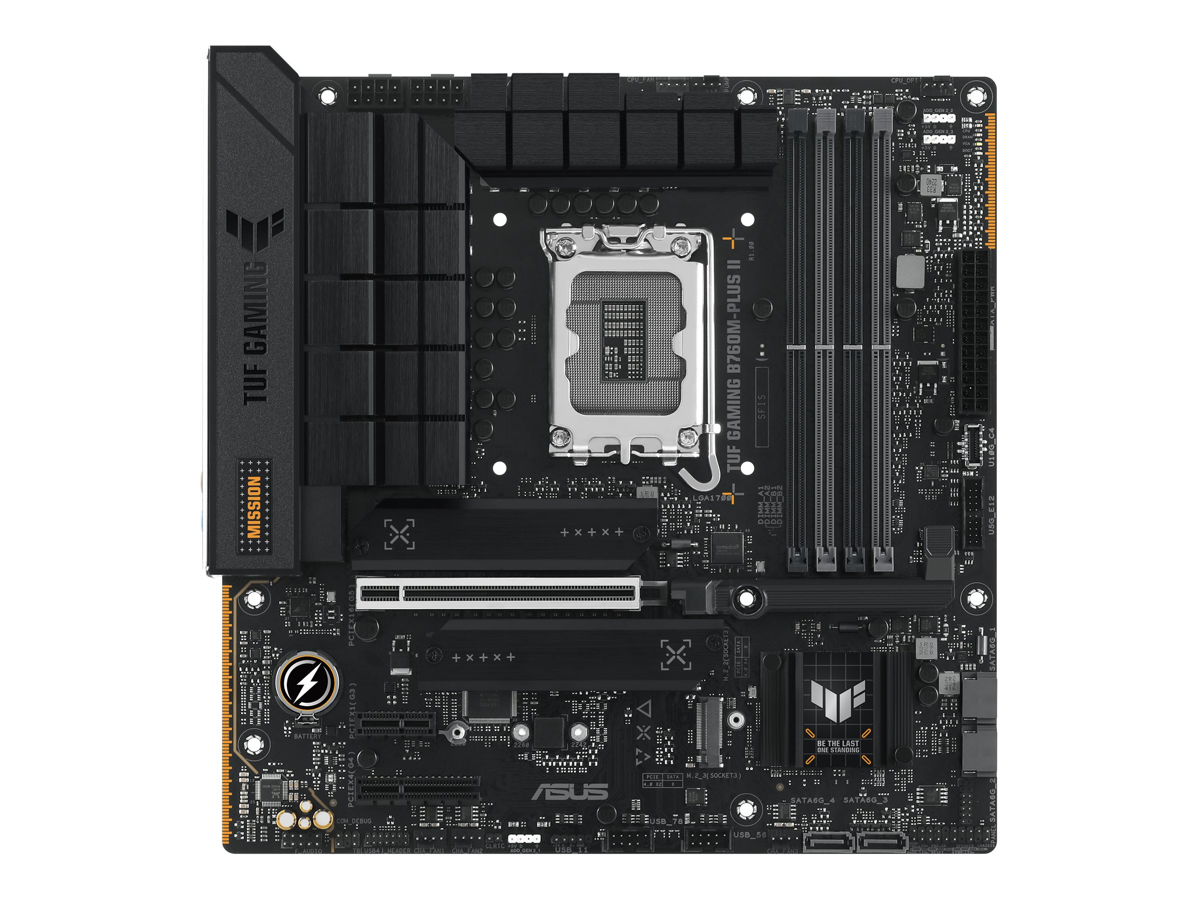 ASUS TUF GAMING B760M-PLUS II - Motherboard - micro ATX - LGA1700 Sockel - B760 Chipsatz - USB-C 3.2 Gen 2x2, USB 3.2 Gen 2, USB 3.2 Gen 1 - 2.5 Gigabit LAN - Onboard-Grafik (CPU erforderlich)