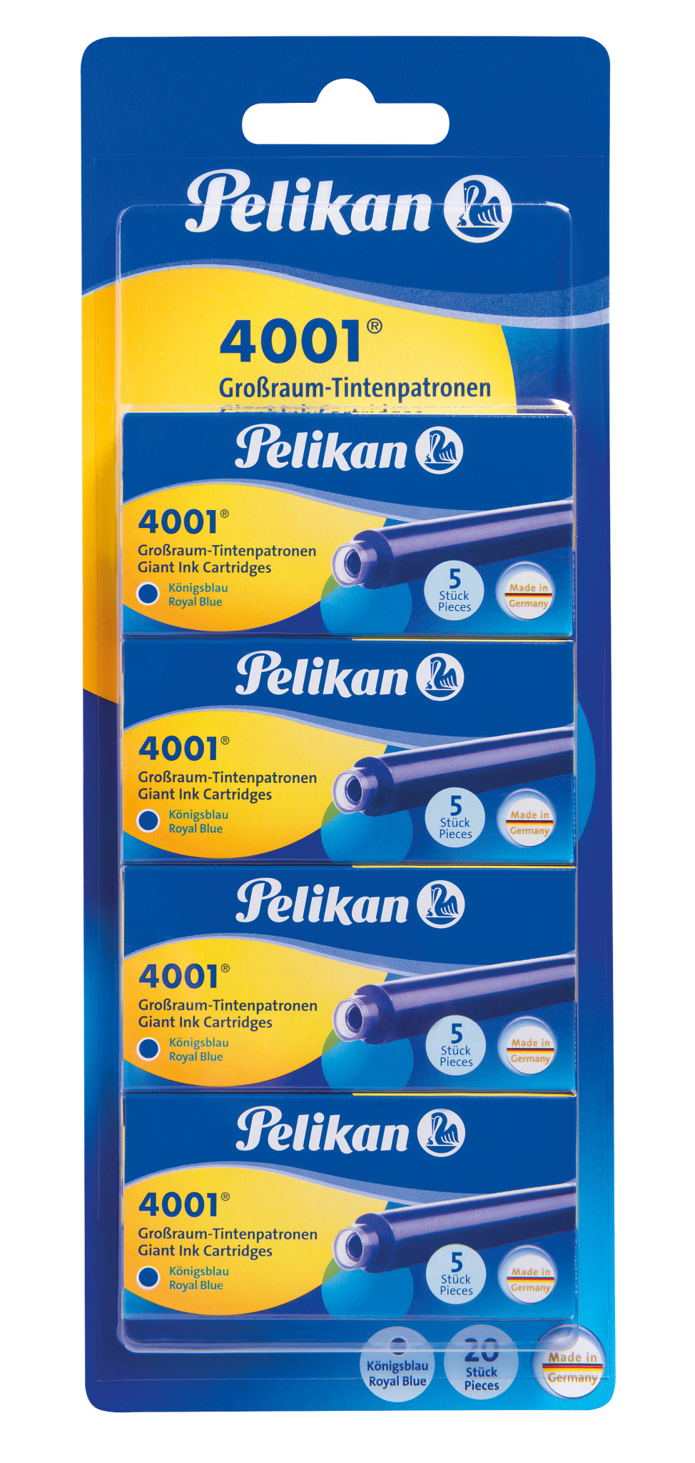 Pelikan 330894 - Blau - Blau - Gelb - Füllfederhalter - Deutschland - Sichtverpackung - 20 Stück(e)