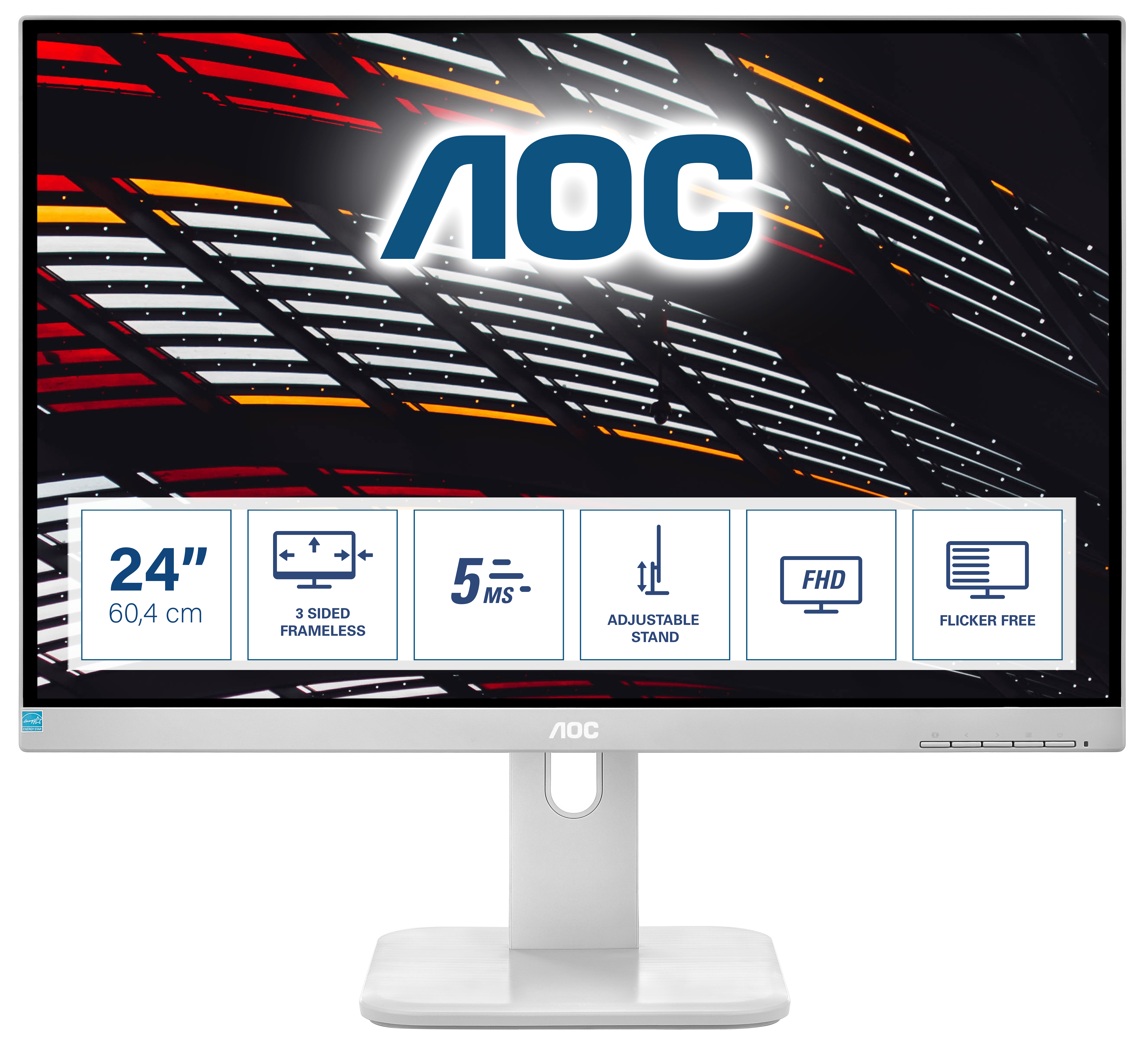 AOC P1 24P1/GR, 60,5 cm (23.8&quot;), 1920 x 1080 Pixel, Full HD, LED, 5 ms, Grau