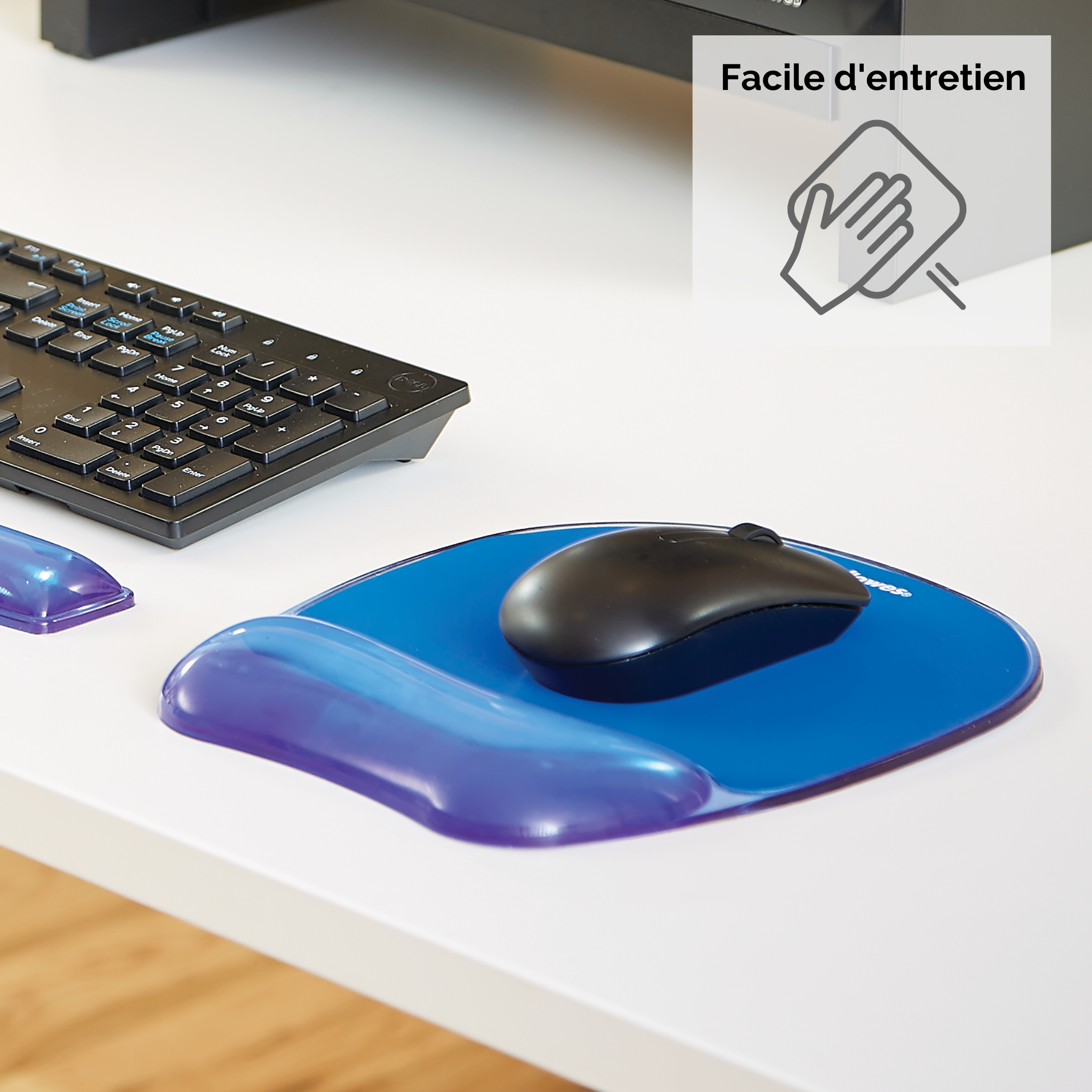 Fellowes Gel Crystals - Mauspad mit Handgelenkpolsterkissen - Blau, Ansicht 4