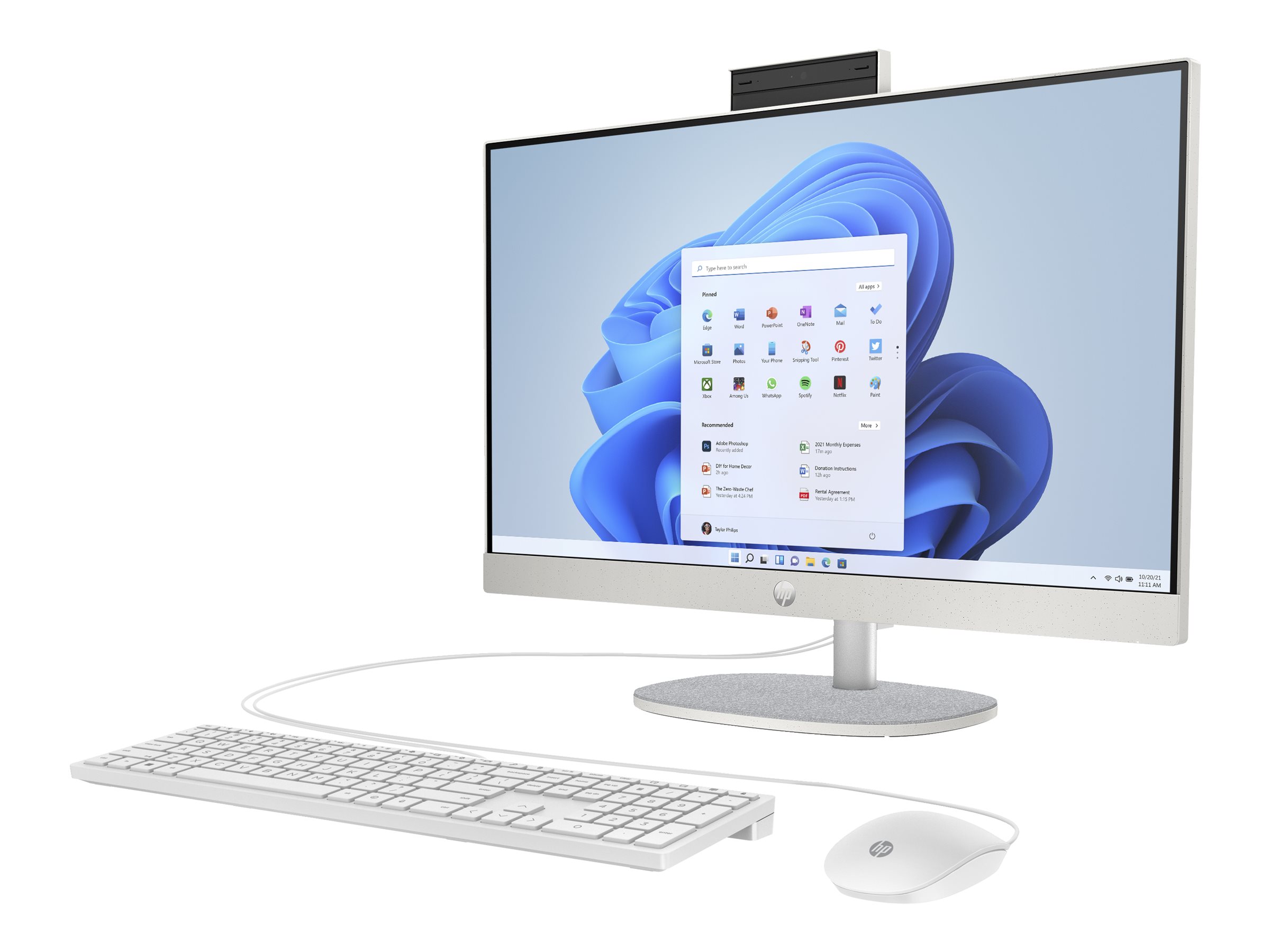 HP 24-cr0006ng - All-in-One (Komplettlösung) - Ryzen 5 7520U / 2.8 GHz - RAM 16 GB - SSD 512 GB - NVMe - Radeon 610M - 1GbE, Wi-Fi 6, Bluetooth - WLAN: 802.11a/b/g/n/ac/ax, Bluetooth 5.4 - Win 11 Home - Monitor: LED 60.5 cm (23.8")