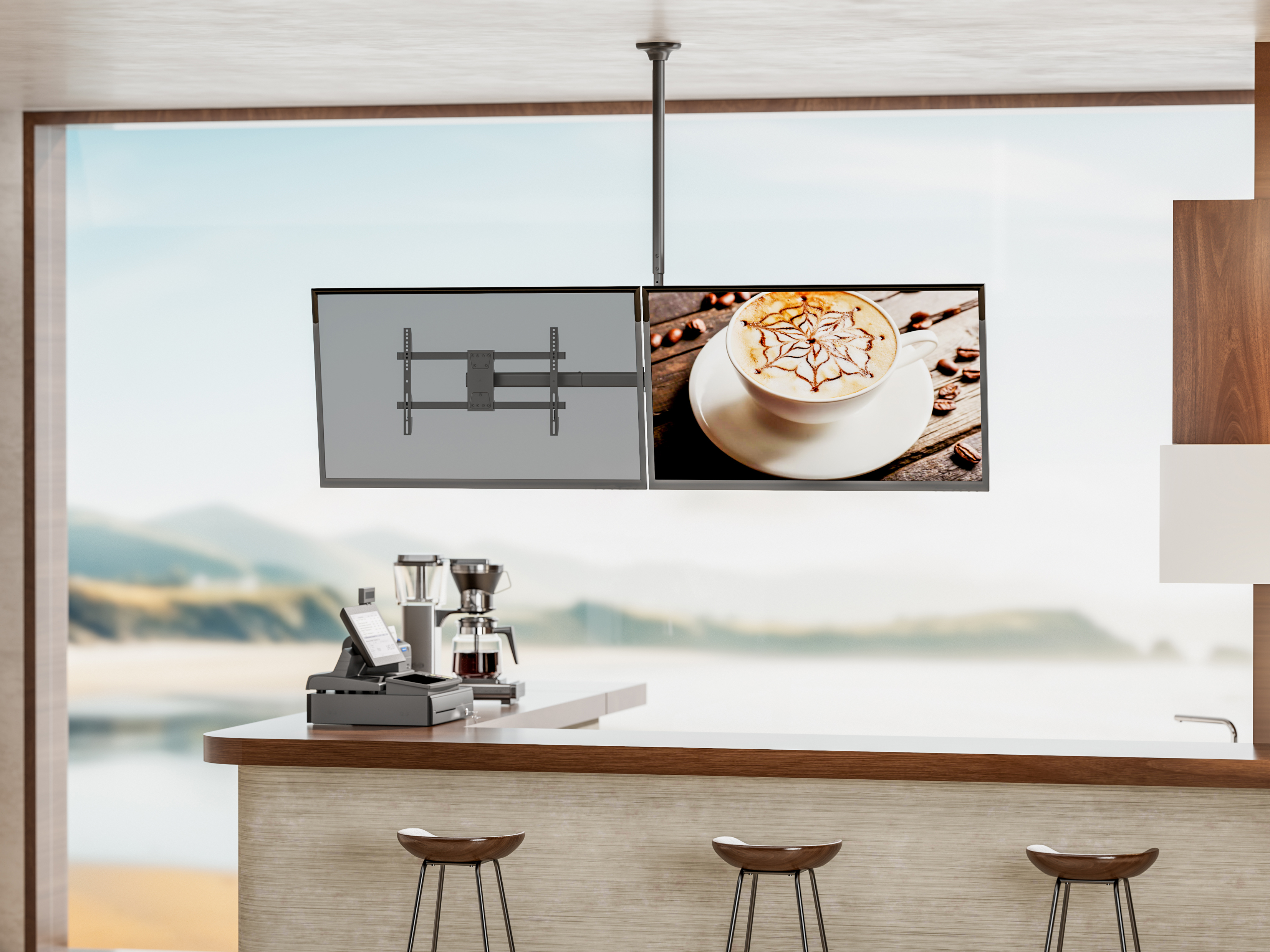 Equip Deckenhalterung 32-60/2TFT Manu Dual-Screen sw lite Retail, Ansicht 4