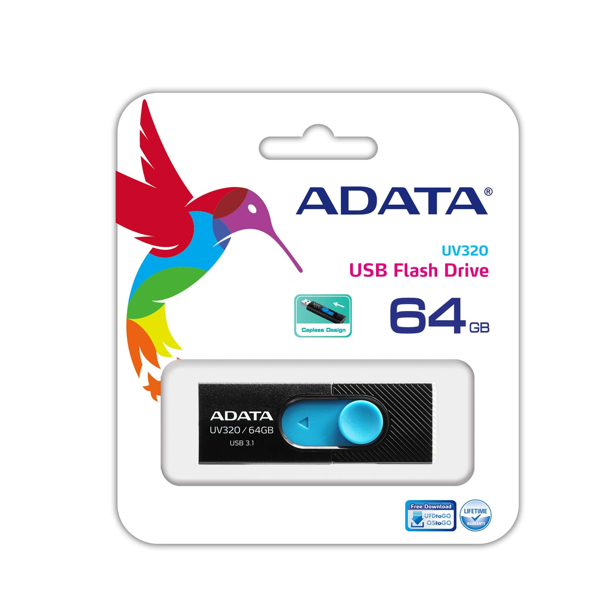 ADATA UV320 - USB-Flash-Laufwerk - 64 GB - USB 3.1, Ansicht 3