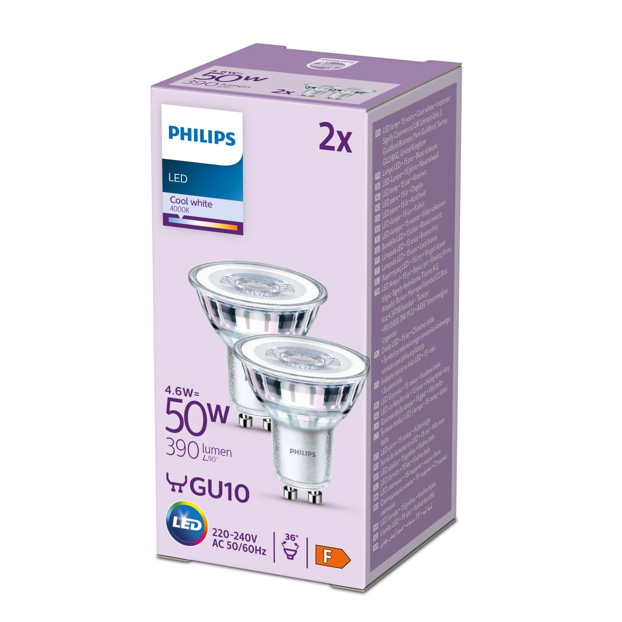 Signify Philips - LED-Spot-Glühbirne - klar Finish - GU10 - 4.6 W (Entsprechung 50 W), Ansicht 2