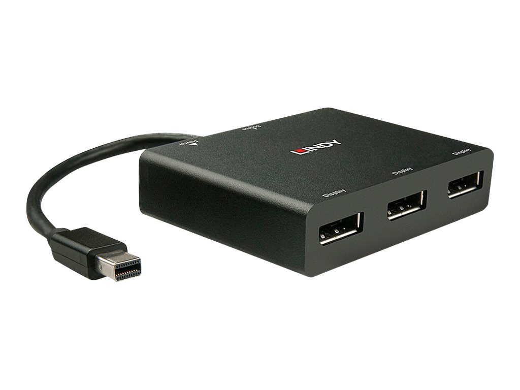 Lindy 3 Port Mini DisplayPort to DisplayPort 1.2 MST Hub - Video-/Audio-Splitter - 3 x DisplayPort - Desktop