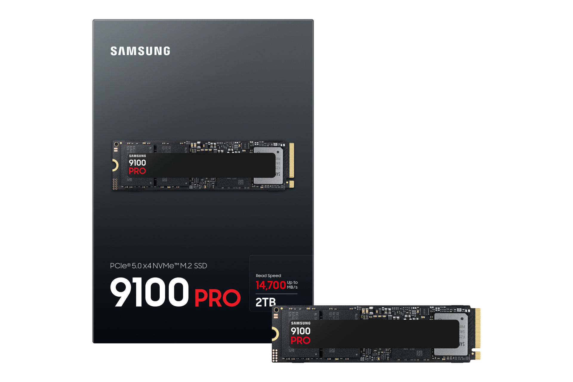 Samsung 9100 PRO SSD NVMe M.2 2TB PCIe 5.0 14.800 MB/s Lesen 13.400 Schreiben Interne, Ansicht 3