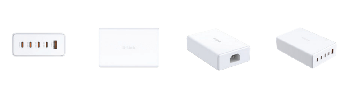 D-Link DCF-241 - Netzteil - GaN + AC-Netzteil - 240 Watt - 5 A - Power Delivery 3.1, QC 4.0 - 4 x USB-C, USB Typ A, Ansicht 2