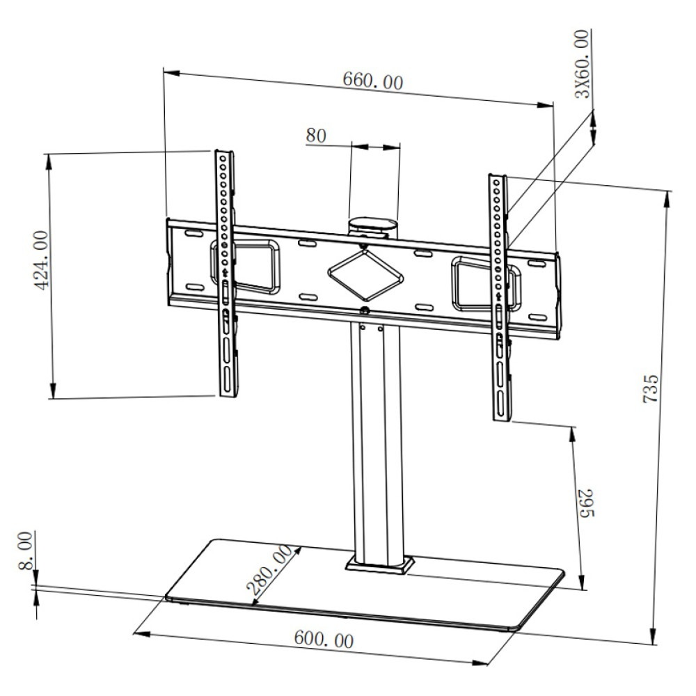 IC Intracom TECHly - Aufstellung - für LCD-Display - Temperglas - Schwarz - Bildschirmgröße: 81-165 cm (32-65), Ansicht 4