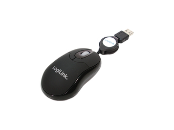 LogiLink Mini with retractable cable - Maus - rechts- und linkshändig