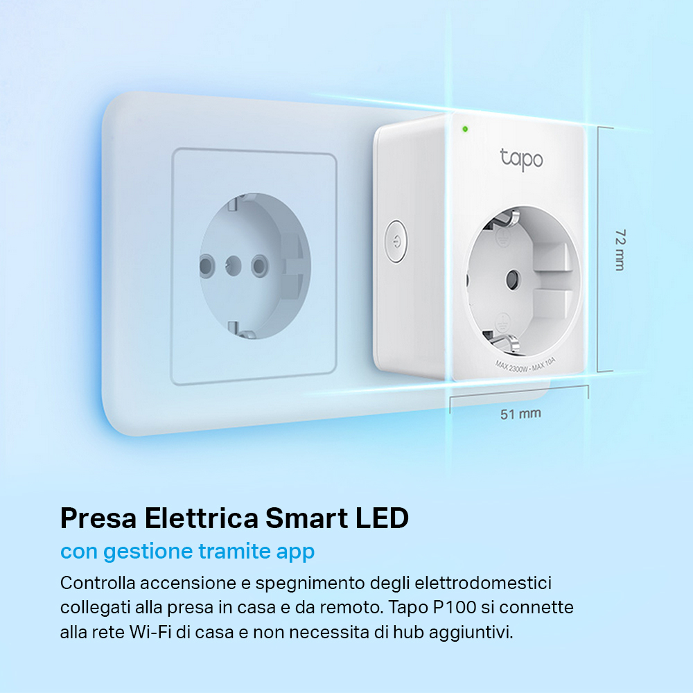 TP-LINK Tapo P100 V1.2 - Smart-Stecker - kabellos - 802.11b/g/n, Bluetooth 4.2, Ansicht 3