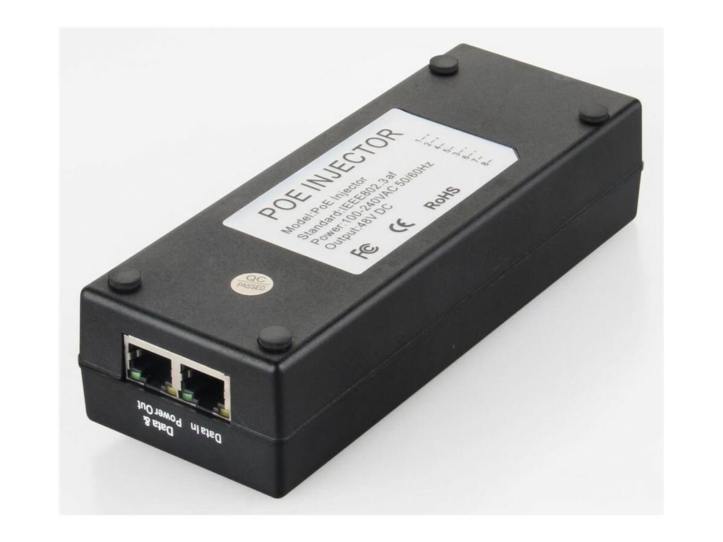 MicroConnect POEINJ-15W - 10 Gigabit Ethernet - 10 Mbit/s - 10/100 - IEEE 802.3af - Cat5 - Schwarz, Ansicht 4