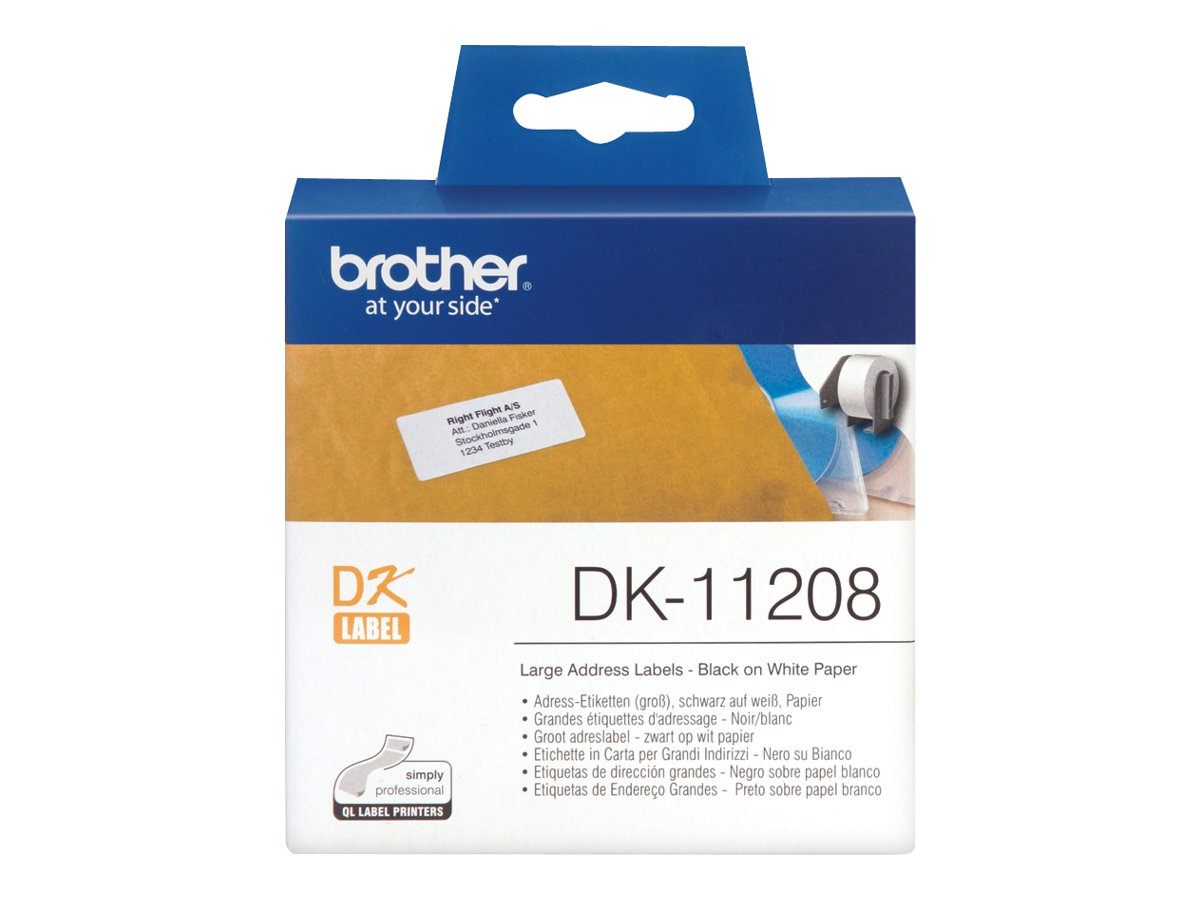 Brother DK-11208 - Schwarz auf Weiß - 400 Adressetiketten