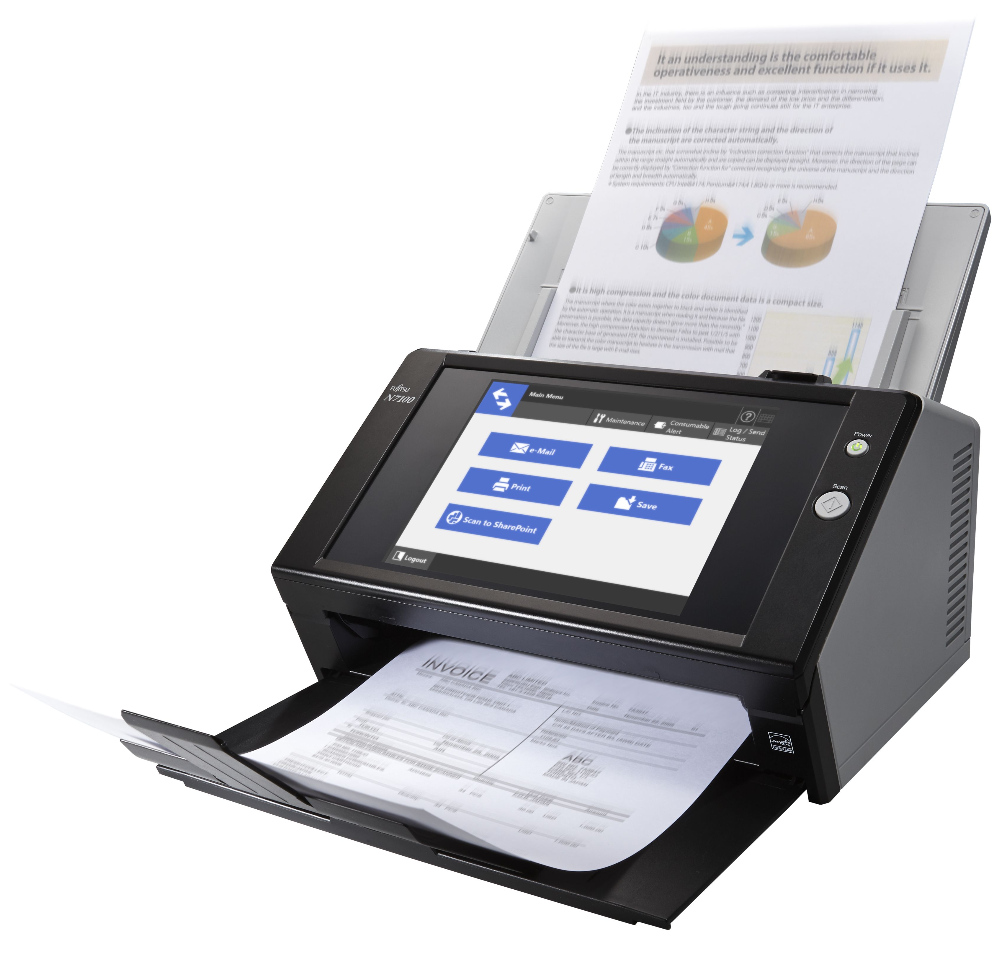 Fujitsu N7100E - 216 x 3048 mm - 600 x 600 DPI - 24 Bit - 25 Seiten pro Minute - 50 ipm - Graustufen - Monochrom