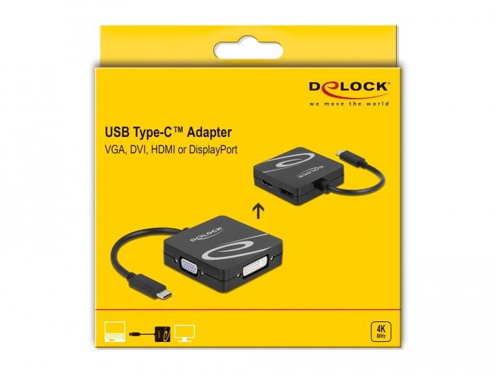 Delock High Speed - Videoadapter - Single Link - USB-C männlich zu DB-15, DVI-I, HDMI, DisplayPort weiblich - 10 cm, Ansicht 4