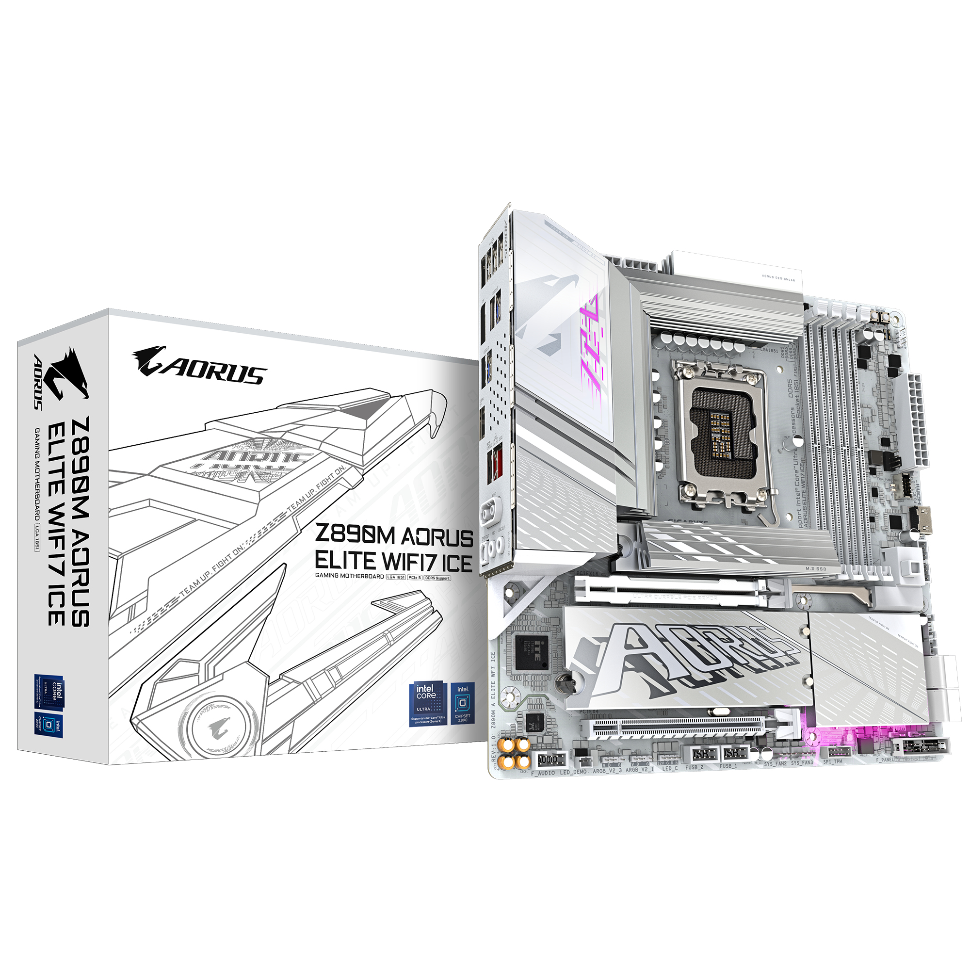 Gigabyte AORUS Z890M ELITE WIFI7 ICE - Motherboard - micro ATX - LGA1851-Sockel - Z890 Chipsatz - USB4, USB-C 3.2 Gen2, Ansicht 2