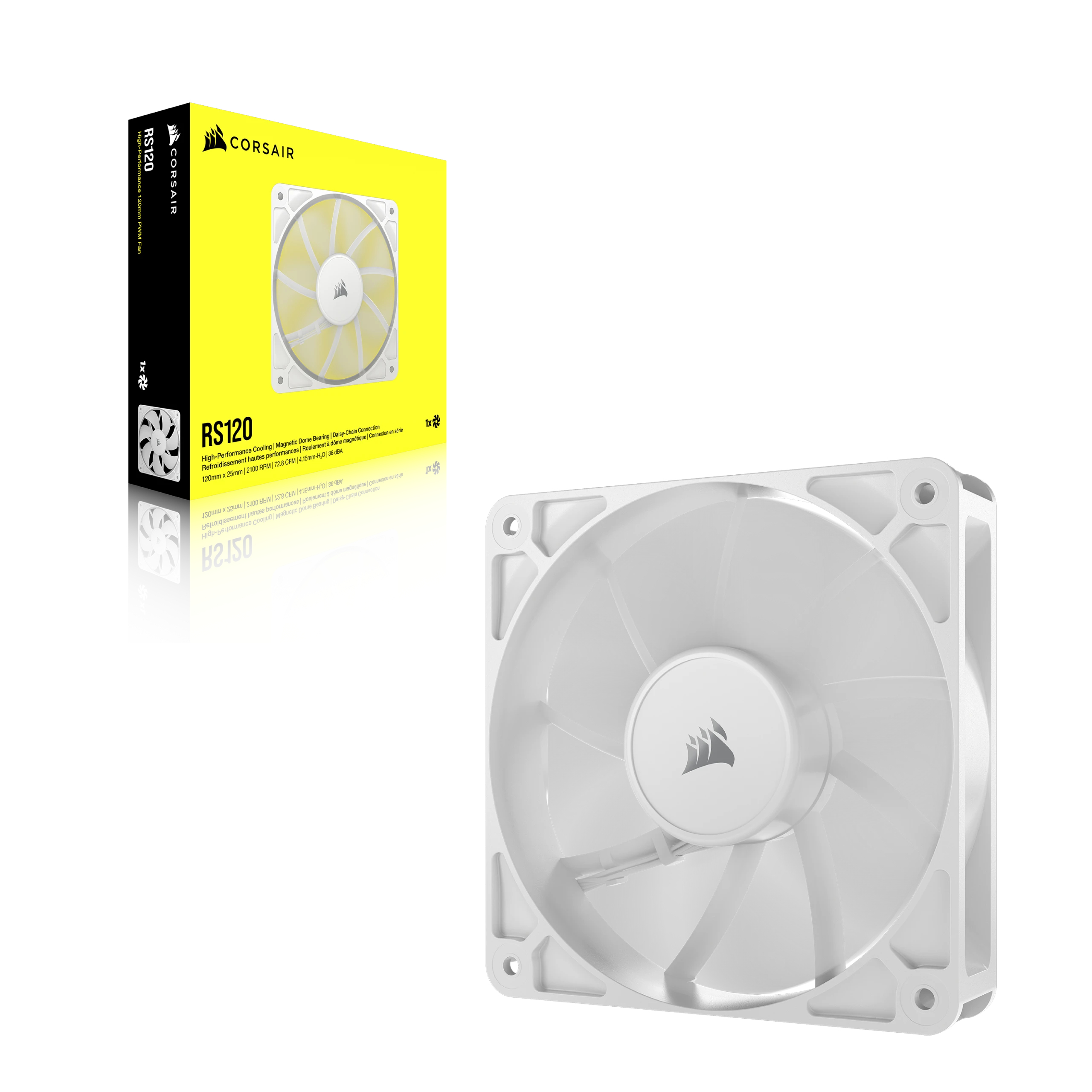 Corsair Lüfter 120*120*25 RS120 white PWM Single Pack, Ansicht 3