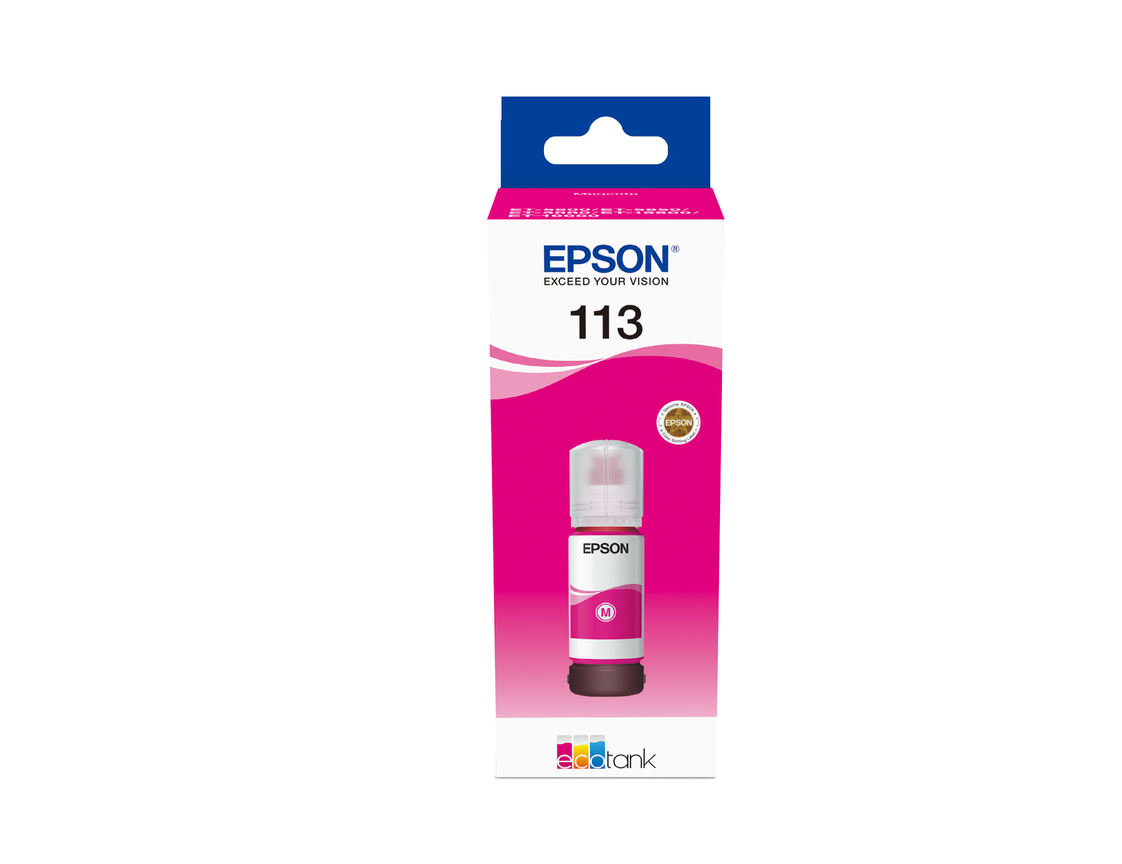 Epson 113 EcoTank Pigment Magenta ink bottle, Magenta, Epson, Ecotank ET-5880, EcoTank ET-5850, EcoTank ET-5800, EcoTank ET-16650, EcoTank ET-16600, 6000 Seiten, 70 ml, Pigment