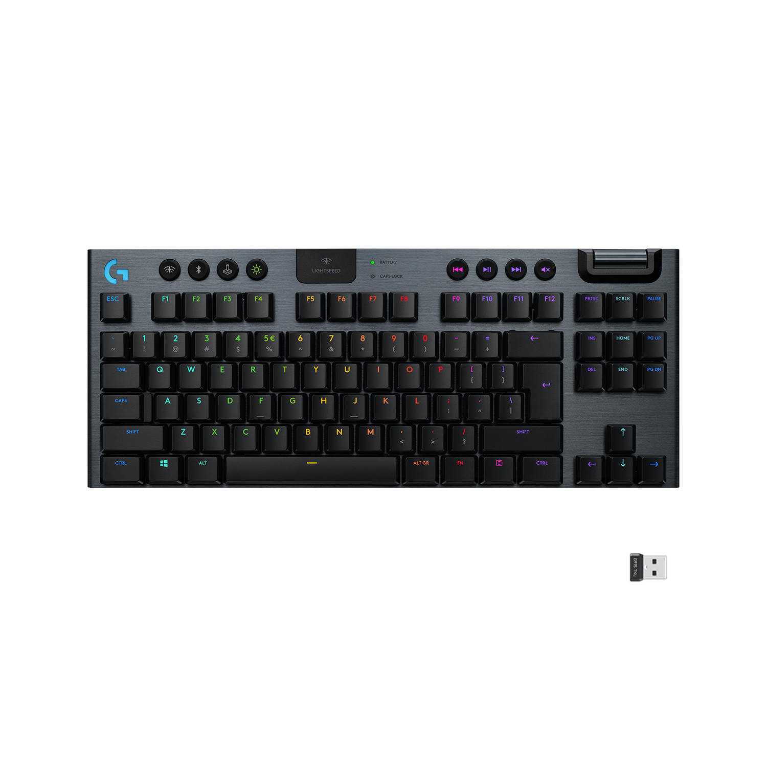 Logitech G G915 TKL, Kabelgebunden, USB, Mechanischer Switch, QWERTY, RGB-LED, Karbon