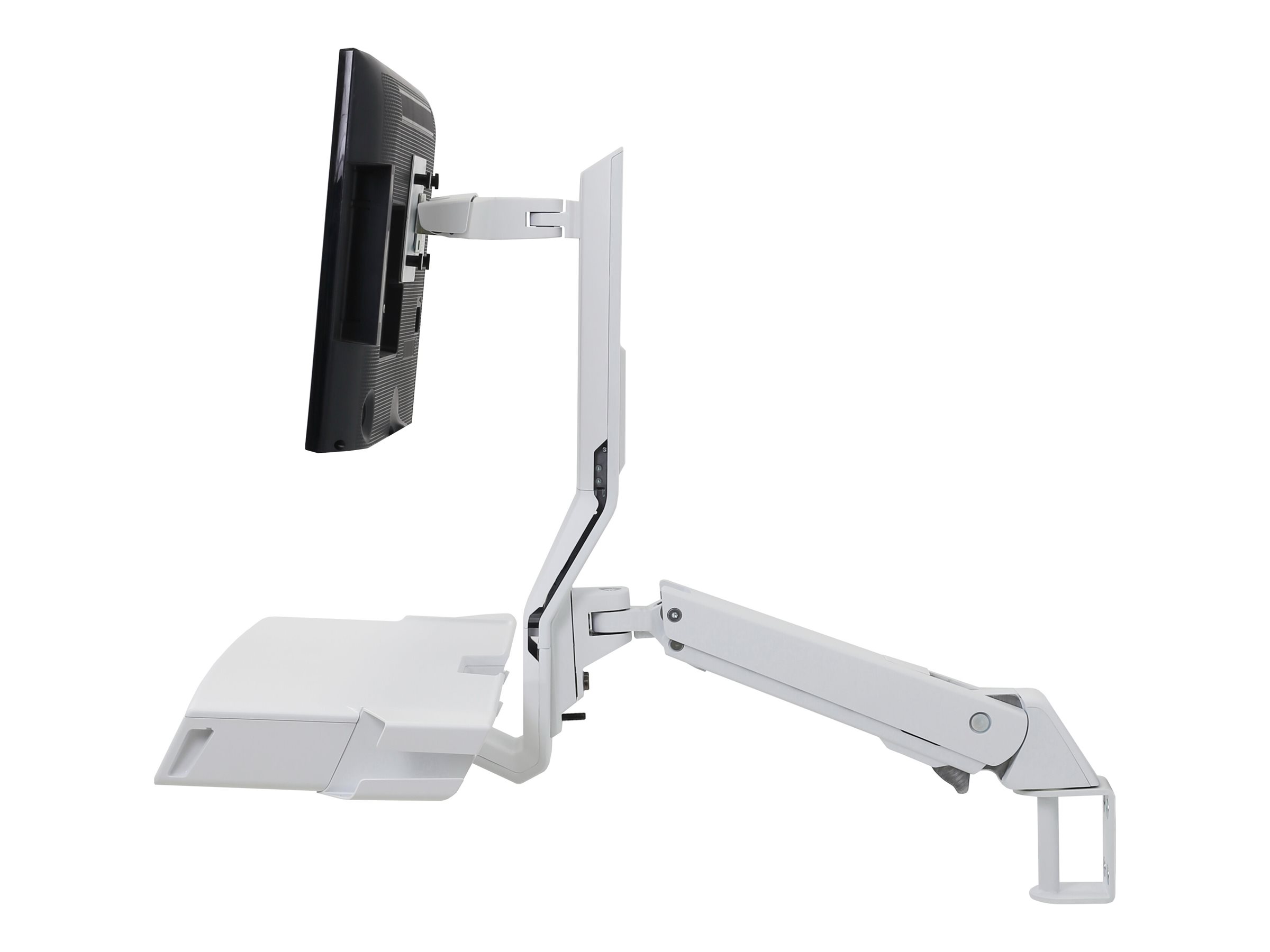 Ergotron Sit-Stand Combo Arm - Befestigungskit (Handgelenkkissen Wandmontagehalterung Display-Halterung Schienenmontage Halterungsset Mausablage zum Herausziehen Combo Schwenkarm Arbeitsfläche mit Tastaturablage Scanner- und Maushalter)