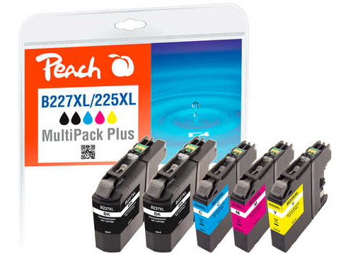 Peach Multi Pack Plus - 5er-Pack - Schwarz, Gelb, Cyan, Magenta - (Alternative zu: Brother LC-225XLC,...), Ansicht 2