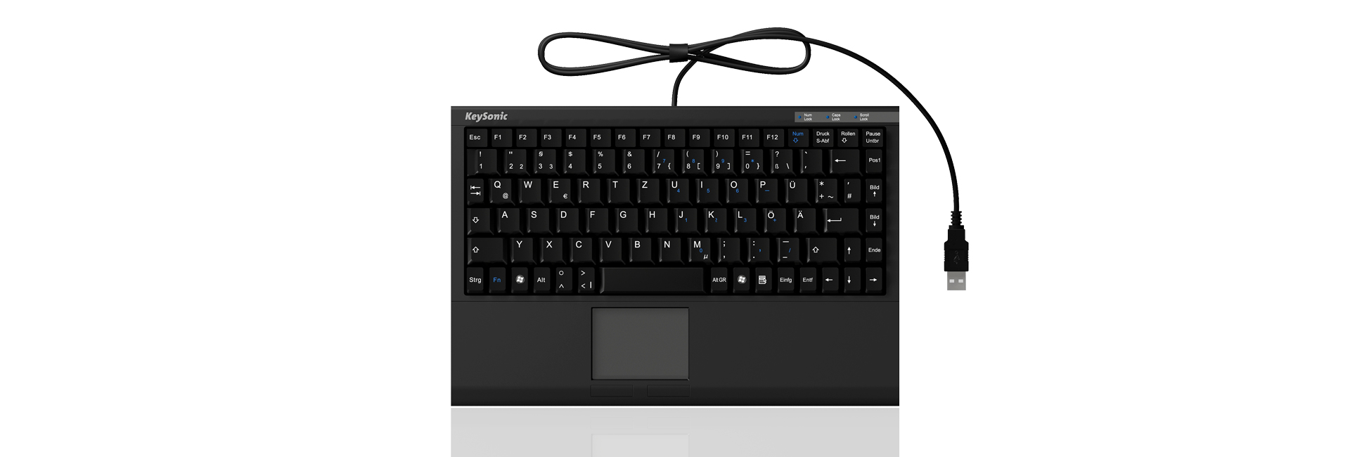 KeySonic ACK-540 U+ - Tastatur - USB - Schwarz - TL: UK, QWERTY, Ansicht 4