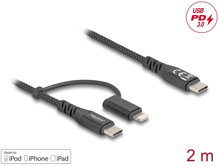 Delock USB-Kabel - 24 pin USB-C (M) zu Lightning, 24 pin USB-C (M) - 1 m, Ansicht 4