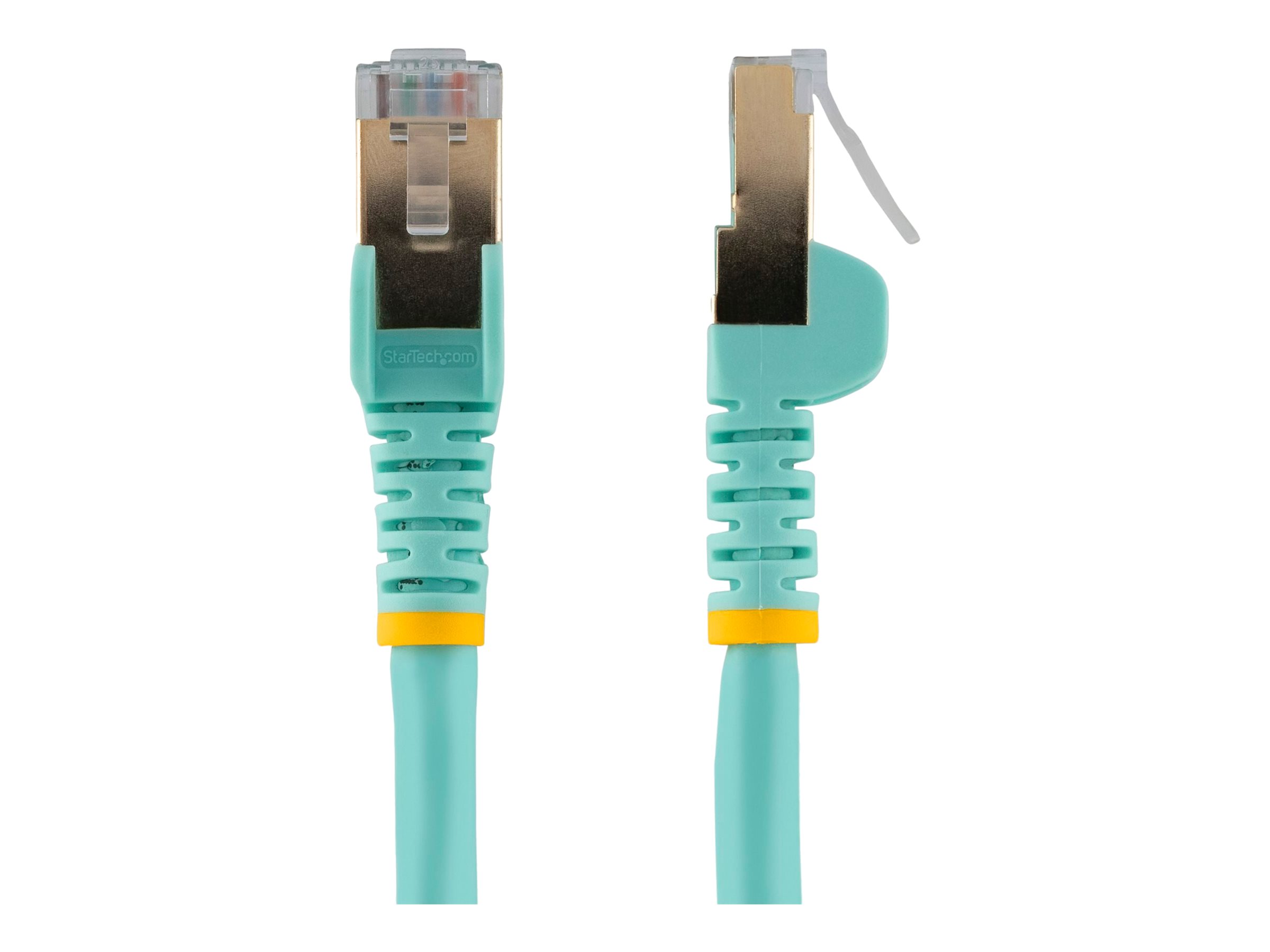 StarTech.com 2m CAT6A Ethernet Cable, 10 Gigabit Shielded Snagless RJ45 100W PoE Patch Cord, CAT 6A 10GbE STP Network Cable w/Strain Relief, Aqua, UL Certified Wiring/TIA - Category 6A - 26AWG (6ASPAT2MAQ)