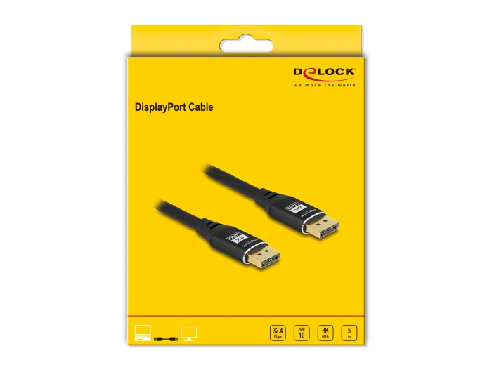 Delock DisplayPort Kabel 8K 60 Hz 5 m schwarz Metall, Ansicht 4