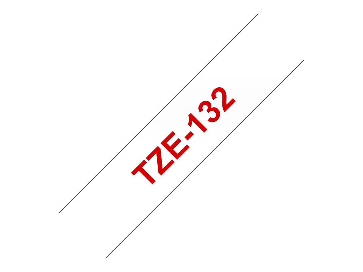 Brother TZe-132 - Rot auf durchsichtig - Rolle (1,2 cm x 8 m), Ansicht 3