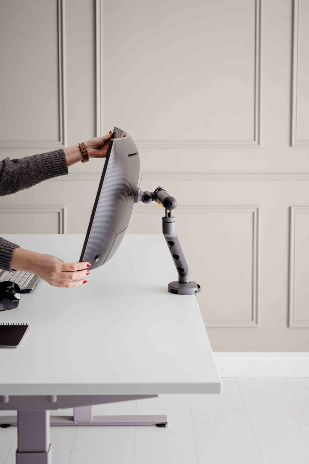 Bakker Elkhuizen Flexible Single - Befestigungskit - verstellbarer Arm - für Monitor - Aluminium - Dunkelgrau, Ansicht 3