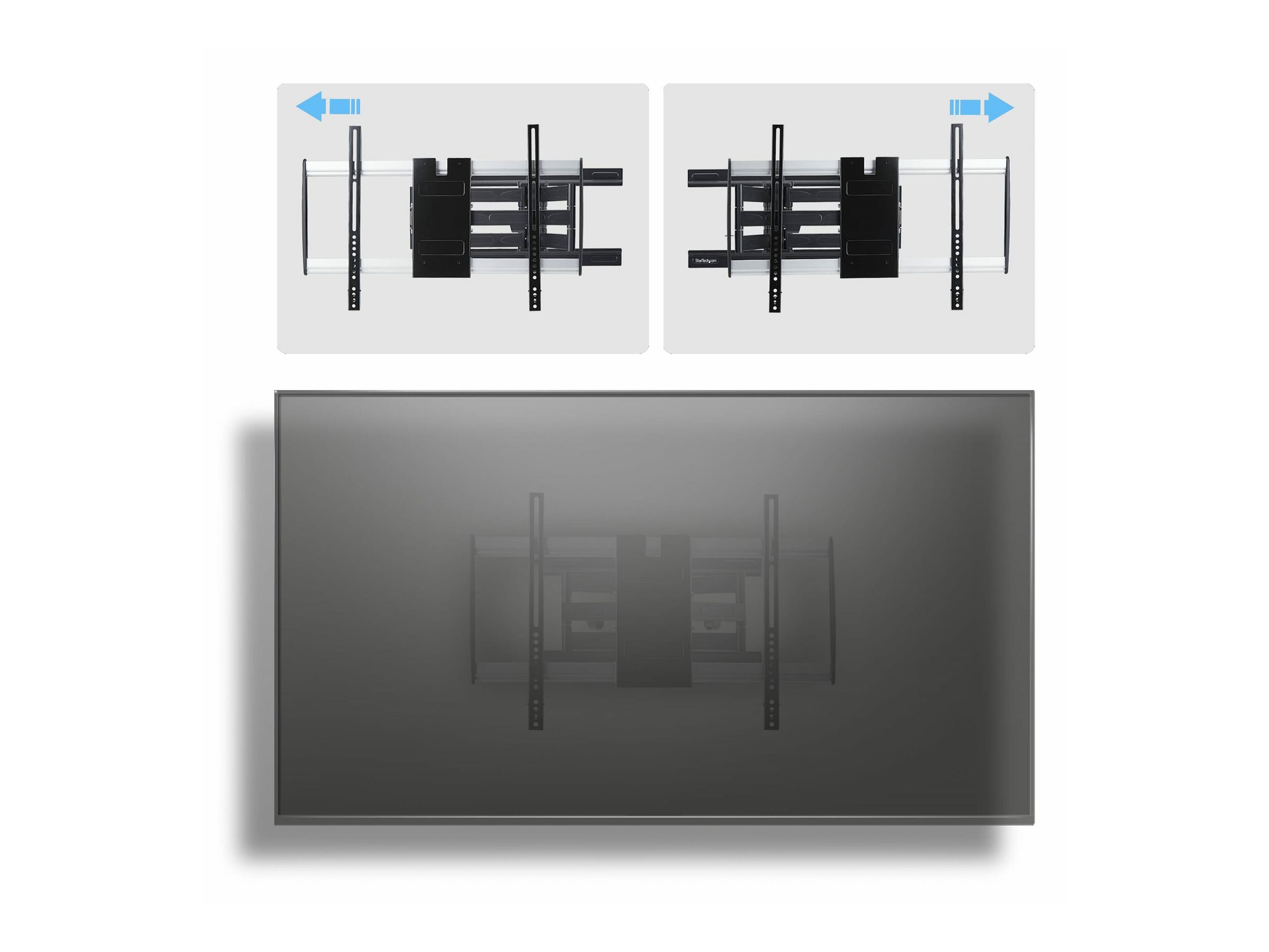StarTech.com Befestigungskit (Wandmontage, 2 vertikale Haltebügel) - neigbar - für Flachbildschirm - flaches Profil, VESA 600x400, 45 kg - Aluminium, Stahl - Schwarz, Silber - Bildschirmgröße: 81.3-165.1 cm (32"-65")