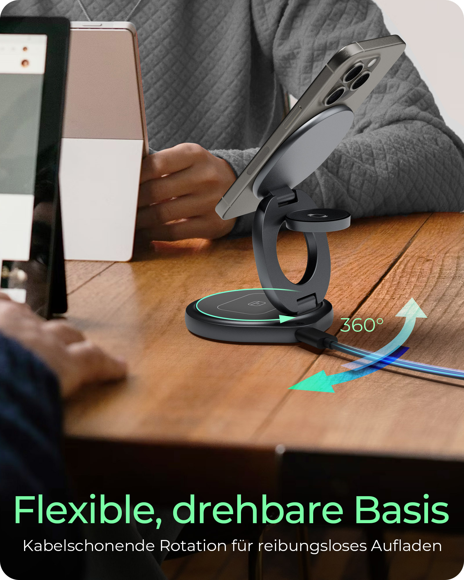 ICY BOX IB-SH101-CH - Kabelloses Ladegerät - 3-in-1 + AC-Netzteil, Ansicht 4