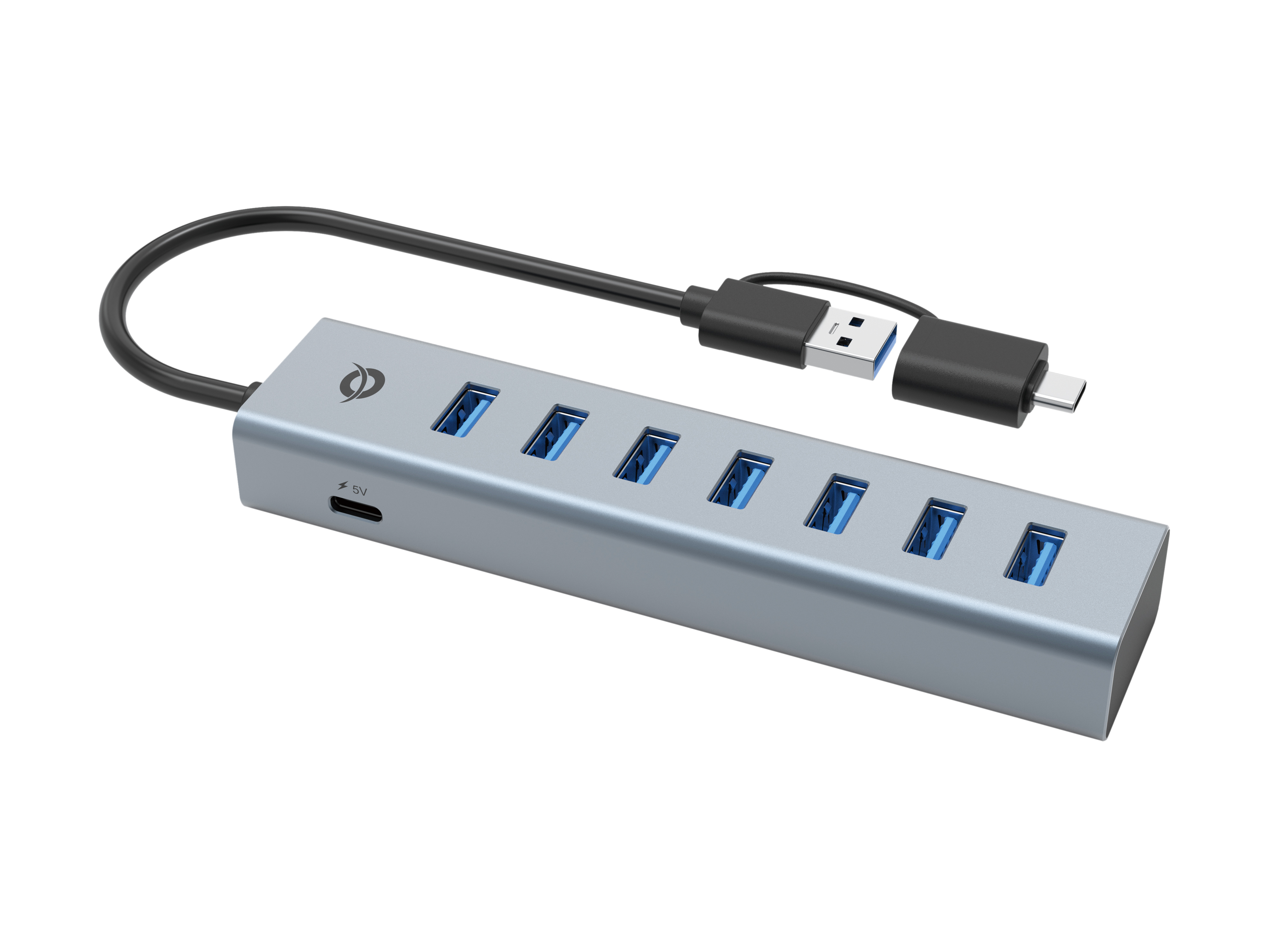 Conceptronic USB-Hub 7-Port 3.0 ->7x3.0+TypC 5Gbps m.Nz gr, Ansicht 3