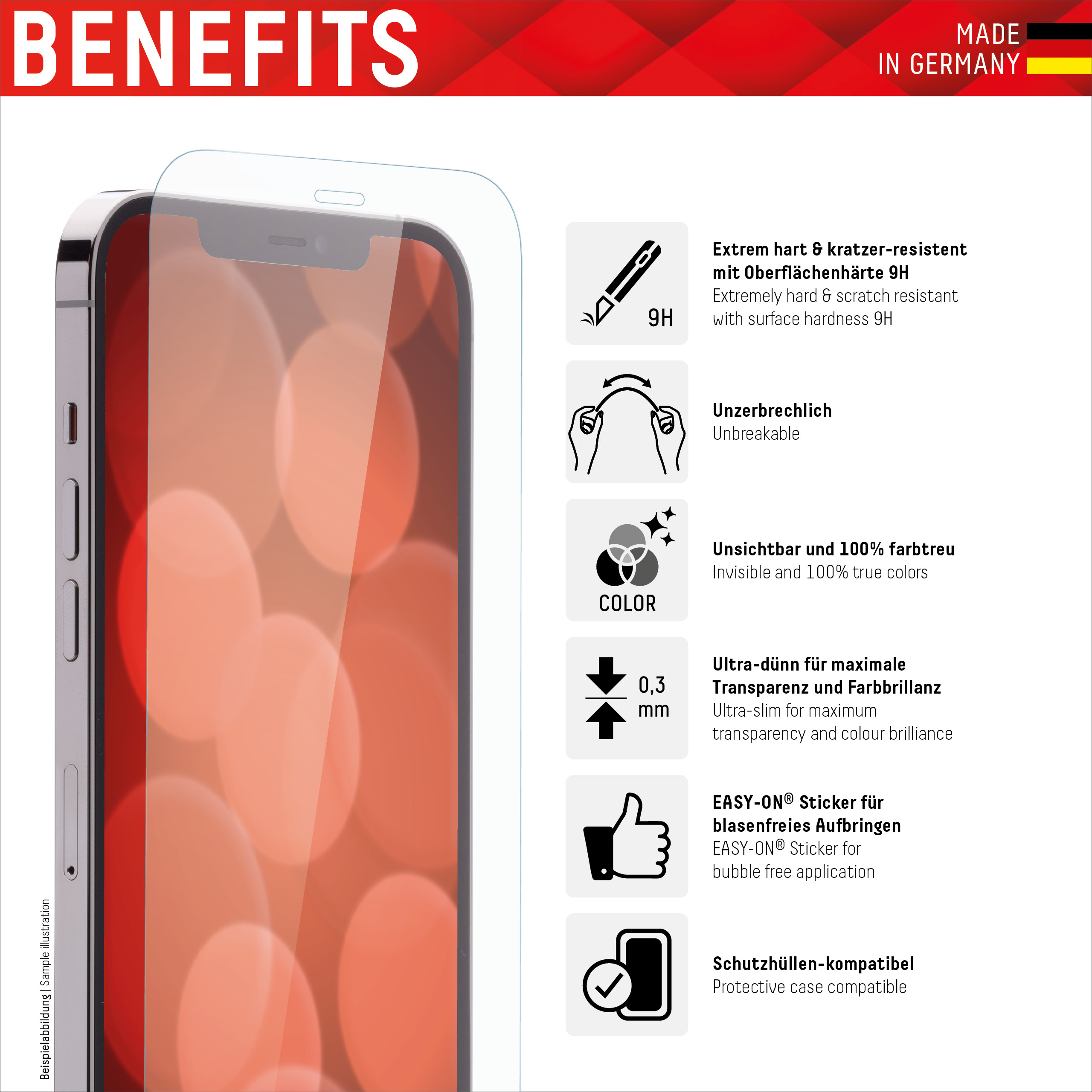E.V.I. Displex Smart Glass (9H) für Apple iPhone 14 Pro Max - Montagesticker - unzerbrechlich - ultra-dünn - unsichtbar, Ansicht 4