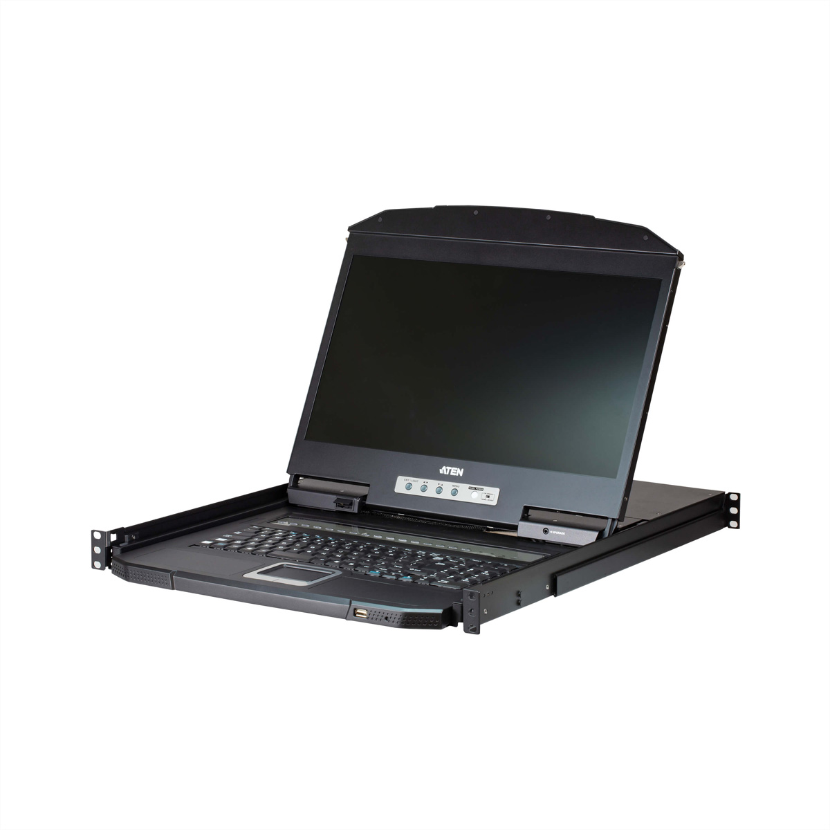 ATEN PS/2-USB VGA Single Rail WideScreen LCD KVM Switch-French Keyboard AZERTY - KVM-Umschalter - 8-Port