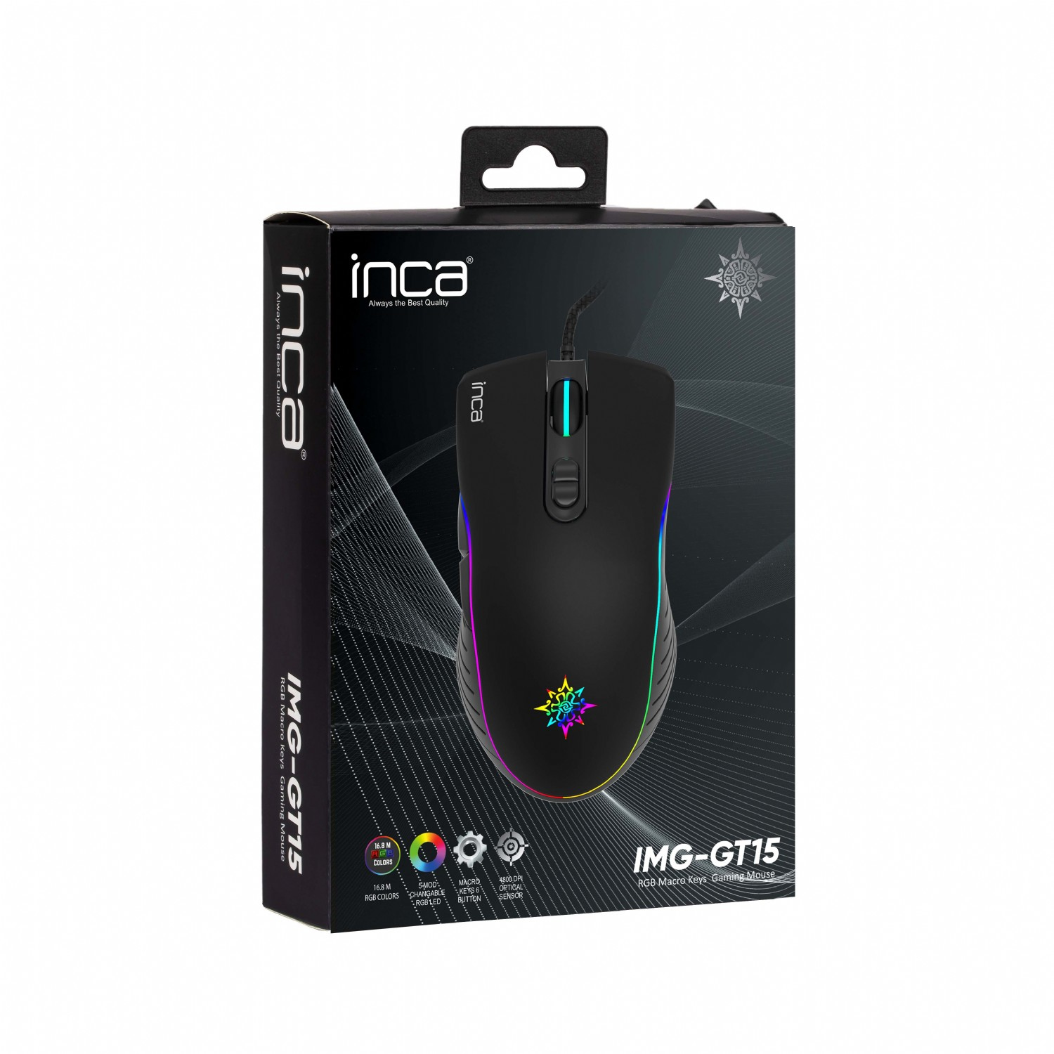 INCA IMG-GT15 - Beidhändig - USB Typ-A - 4800 DPI - Schwarz, Ansicht 2