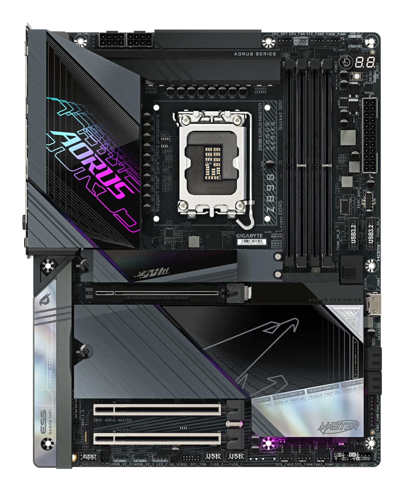 Gigabyte AORUS Z890 MASTER - Motherboard - ATX - LGA1851-Sockel - Z890 Chipsatz - USB-C 3.2 Gen 2x2, USB 3.2 Gen 1, Ansicht 2