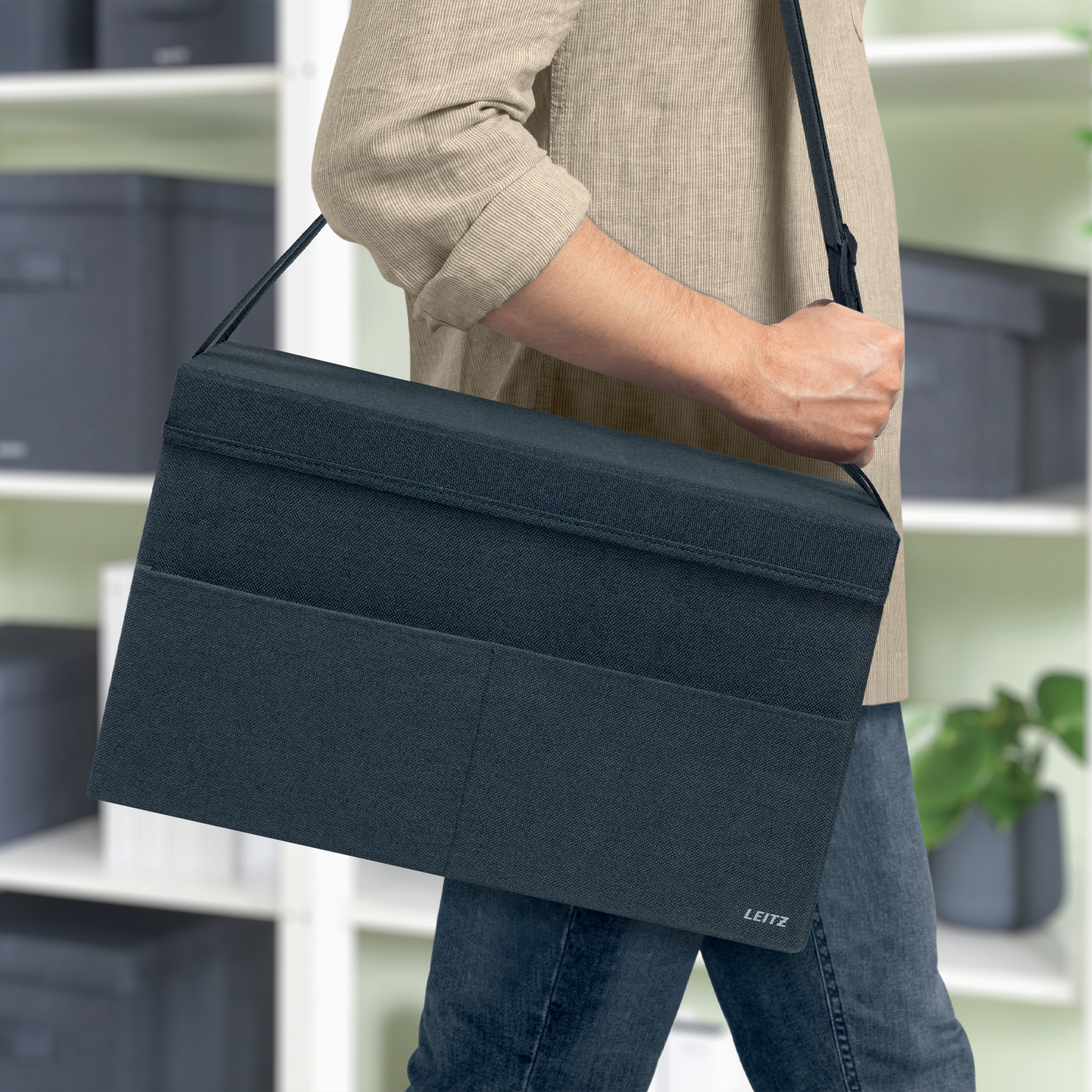 Esselte Leitz Desk Sharing Tasche m. Deckel grau 200x260x465 BxHxT, Ansicht 3