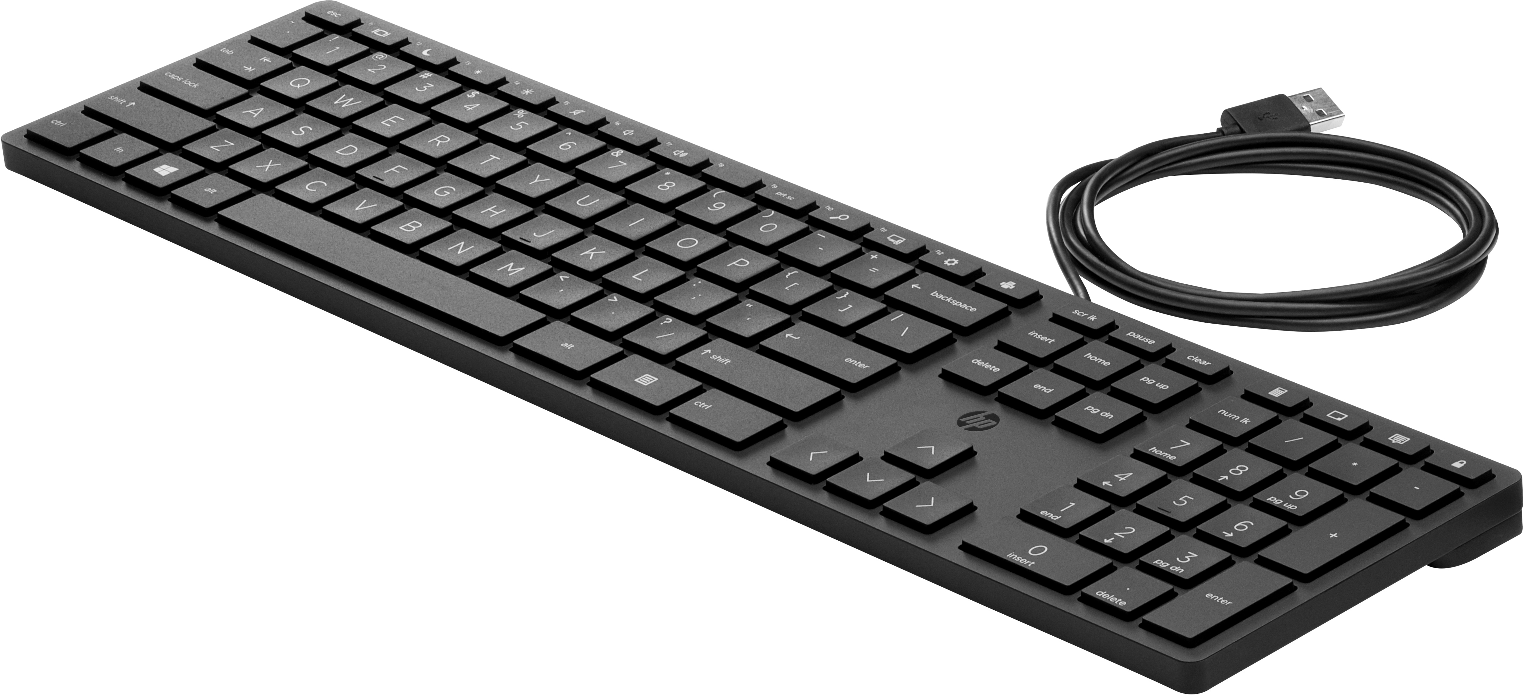 HP 320K-Tastatur für Desktop-PC, kabelgebunden, Volle Größe (100%), USB, Schwarz